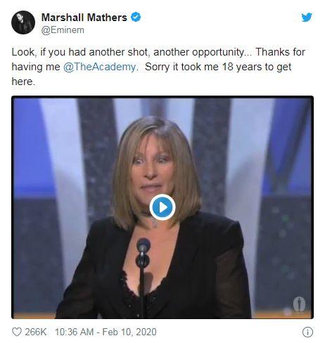 Eminem解释他为什么花了快20年才来到奥斯卡的舞台。