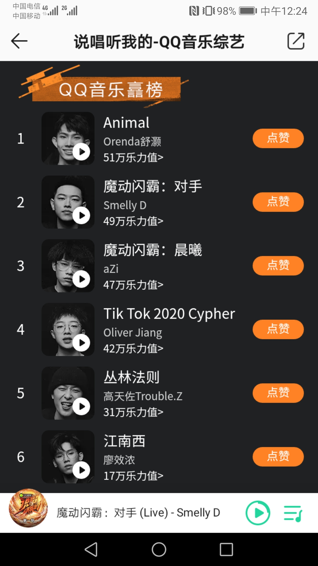 一夜之间，《说唱听我的》选手Orenda舒灏刷票刷到第一
