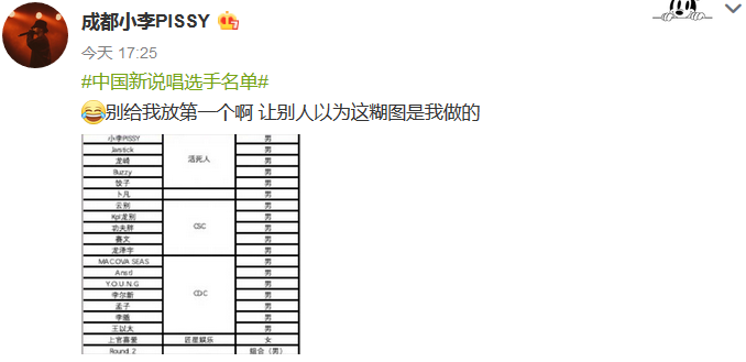 《中国新说唱》参赛选手名单