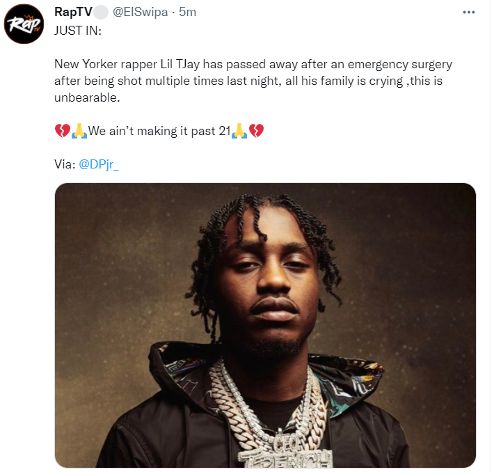 Lil Tjay遭枪击!生命垂危抢救中,案件细节披露中。 | 第6张 | 嘻哈中国 Lil Tjay遭枪击!生命垂危抢救中,案件细节披露中。 | 第6张